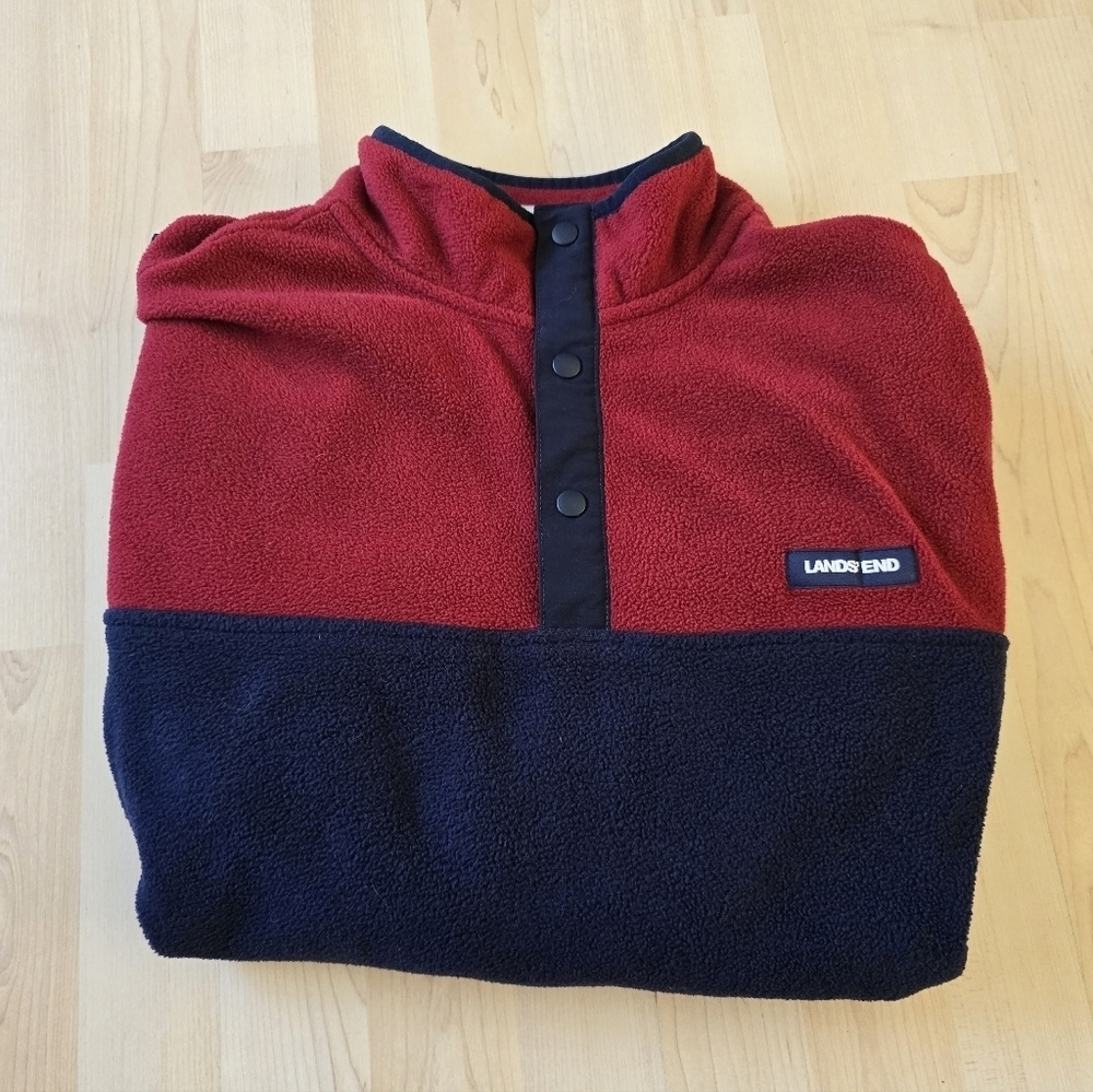 Lands End Quarter Button Fleece Size XL